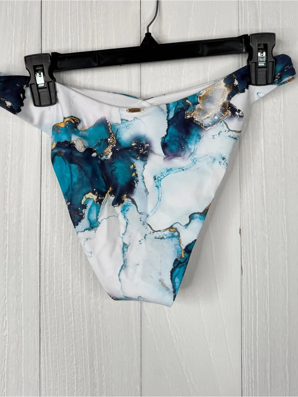 Kamoni Two-Piece Bikini | Abstract Marble Print in Blue, White, and Gold
